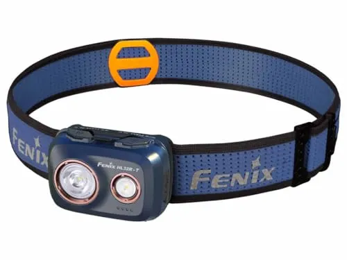 Fenix HL32R-T Blaue, leichte Stirnlampe für Trailrunning, Outdoor, Sport, 800 Lumen, 132 m, max. 150 Stunden, weiße Punkte und neutralweiße Flut-LEDs, Sport-Stirnbandsystem, IP66