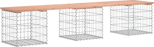 vidaXL Gabionenbank für Garten und Terrasse - Robuste Gartenbank aus massivem Douglasienholz mit verzinktem Stahl-Sockel, ideal für langlebigen Sitzkomfort in begrenzten Außenbereichen.