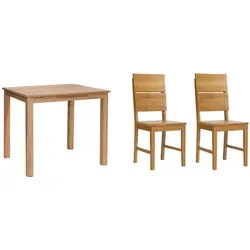 Woodroom Essgruppe Kota - Kompakte Tischgruppe für 2 Personen - Essgruppen aus lackiertem Hevea Massivholz, perfekt für kleine Wohnungen und bietet zeitlose Eleganz in jedem Esszimmer.