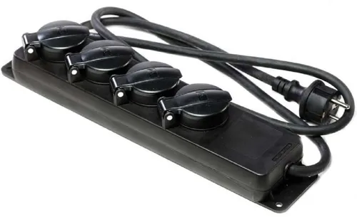 Robuste 4-fach Aussen Schuko Steckdosenleiste sw Steckdose Mehrfachstecker IP44