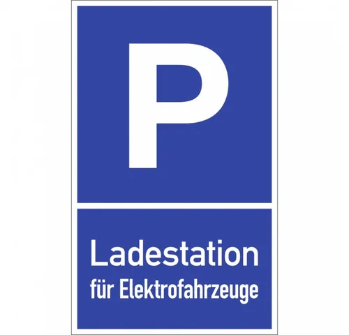 Dreifke Hinweisschild Parkplatzschild - Ladestation für Elektrofahrzeuge, Text, Alu, 400x650, Schild Alu