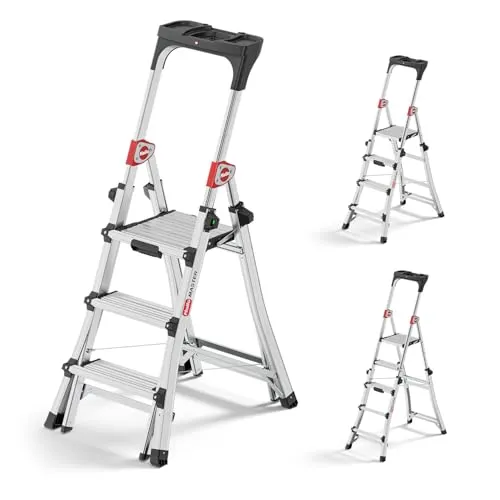 Hailo Teleskopleiter TL100 TopLine - Aluminium, 3-5 Stufen, maximal 150 kg belastbar und ideal für Baustellen und Innenbereiche