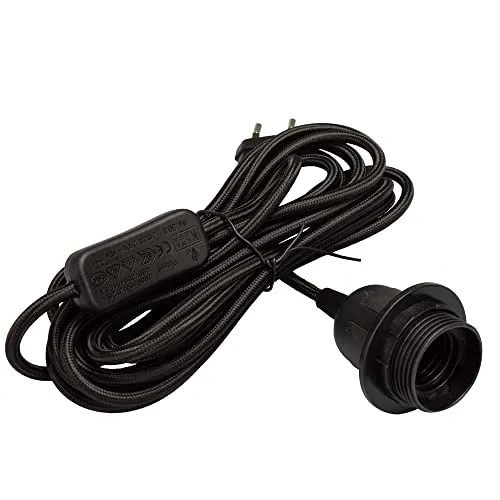 Mextronic Retro-Lampenfasssung E27 mit Textilkabel (schwarz) 4,5m