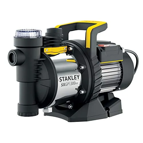 Stanley Selbstansaugende Pumpe SXGP1300XFE - Klarwasserpumpe mit 4200 l/h - Wasserpumpen mit 1300 W Leistung, ideal für die automatische Bewässerung. Kompaktes Design, Hochtemperaturschutz und integrierter Vorfilter für lange Lebensdauer.
