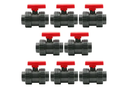 HAF 8x PVC 2 Wege Kugelhahn mit rotem Griff 63mm - 8x PVC Kugelhahn mit rotem Griff, ideal für vielseitige Verrohrungen. Hergestellt aus robustem PVC, überzeugt er durch Langlebigkeit und hohe Witterungsbeständigkeit. Perfekt für Pool- und Teichbau sowie Entwässerungssysteme.