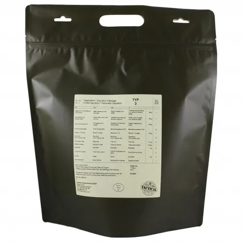 Trek'n Eat Day Ration Pack Typ 3 Tactical Line (1,1kg) - Trekkingnahrung für 1 Tag, vollwertige Verpflegung mit allem, was eine Person benötigt – ideal für Outdoor-Abenteuer.
