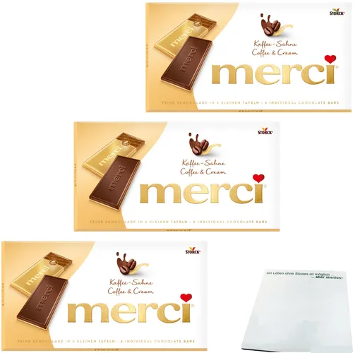 Merci Kaffee-Sahne Tafelschokolade 3er Pack 3x100g Packung usy Block
