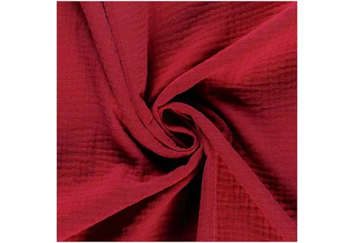 maDDma Stoff 50x130cm Musselin Stoff uni Meterware Mulltuch, rot