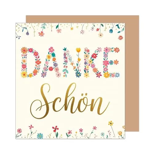 Edition Seidel Premium quadratische Glückwunschkarte mit Umschlag. Dankeskarte Karte Grußkarte Danke Danksagung Dankeschön Dankbarkeit Mann Frau Freund Freundin Blumen (DQ109 SW025)