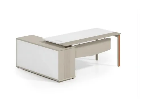 Moderner Beige Schreibtisch 160x160 cm - Stylischer Schreibtisch aus MDF, ideal für das Arbeitszimmer. Mit großzügigen Maßen von 160 x 160 x 75 cm bietet er viel Platz für kreative Ideen. Einfache Montage und 2 Jahre Herstellergarantie.