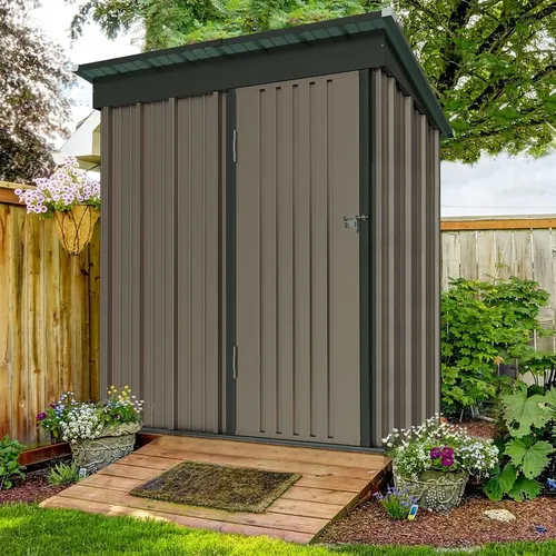 Gartenhaus Metall Pultdach 1.5 m² mit abschließbarer Tür in Braun