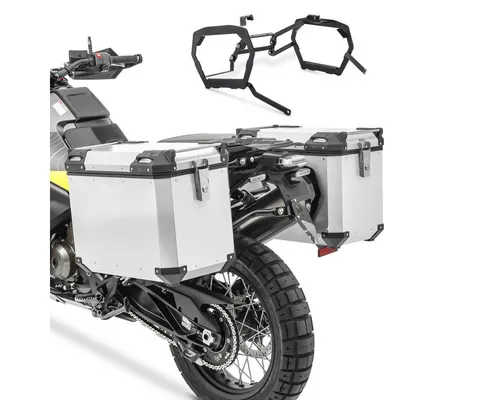 Bagtecs Kofferset Alu-Koffer + Kofferträger für Honda Africa Twin 1100 20-21 QP48 silber - Trolley-Set für Honda Africa Twin 1100, mit robusten 48L Alukoffern, wasserdicht und staubdicht, ideal für Abenteuerreisen und optimalen Gepäcktransport.