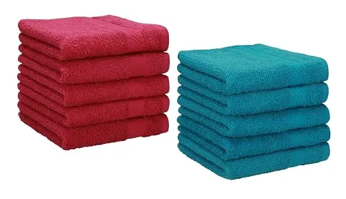 Betz 10 Stück Seiftücher Palermo 100% Baumwolle Größe 30x30 cm Cranberry - Petrol
