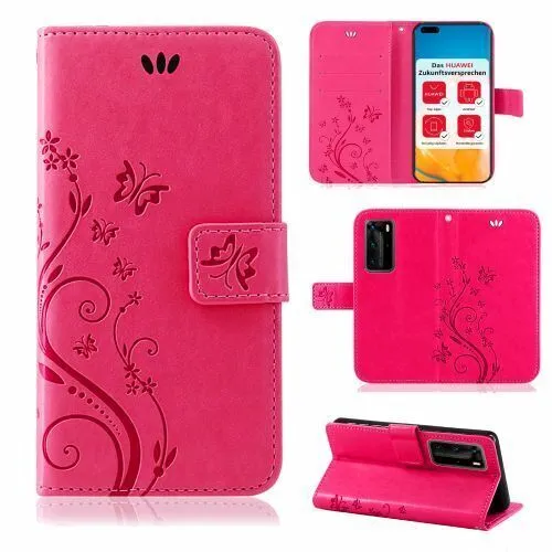 Huawei P40 Pro Hülle Handy Tasche Handyhülle Wallet Case Schutzhülle Blumen Etui