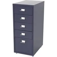 Proregal Rollcontainer Dunkelgrau mit 5 Schubladen - Kompakter Rollcontainer aus robustem Metall für Ordnung im Büro. Mit 5 geräumigen Schubladen und flexiblen Laufrollen für einfache Mobilität. Ideal für Dokumente und Büroutensilien.