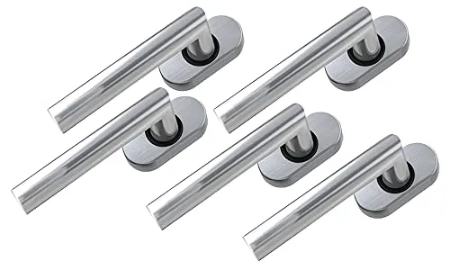 BASI Fenstergriff 5er Set aus Edelstahl - Hochwertige Fensterbeschläge, moderne L-Form mit abgerundeter Abdeckrosette, ideal für alle Fenster und Fenstertüren.