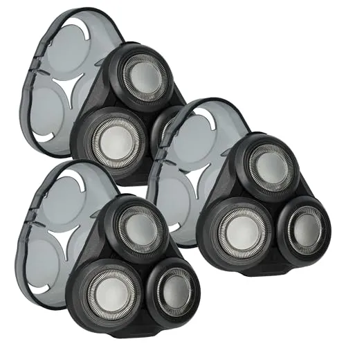 vhbw 3x Ersatz-Scherköpfe kompatibel mit Philips S5040, S5013, S5042, S5000, S5008, S5010, S5011, S5015, S5050 Elektrorasierer, Schwarz