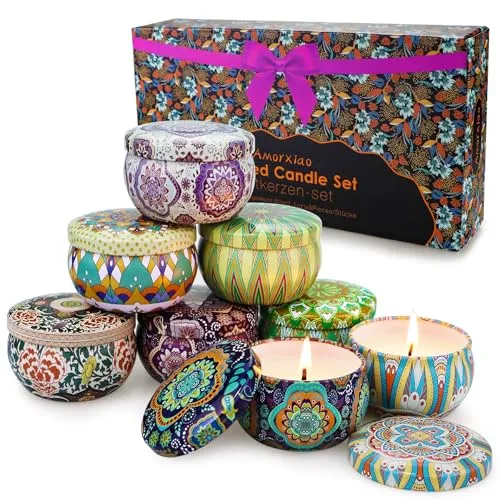 Yinuo Mirror Geschenke für Frauen, 8 * 70g Duftkerzen Geschenkset für Frauen, Sojawachs Aromatherapie Kerzen für Muttertag,Weihnachten,Geburtstag, Valentinstag, Bad, Yoga