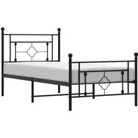 Robustes Bettgestell Metall Schwarz 90x190 cm - Elegantes Bettgestell aus pulverbeschichtetem Stahl mit Kopf- und Fußteil, bietet Stabilität und zusätzlichen Stauraum unter dem Bett. Ideal für dein Schlafzimmer!