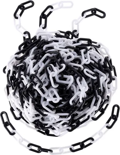 TIBU Absperrkette Kunststoff Warnkette 8 mm Stärke - zweifarbig Schwarz/Weiß - Länge 100 cm - witterungsbeständig und stabil
