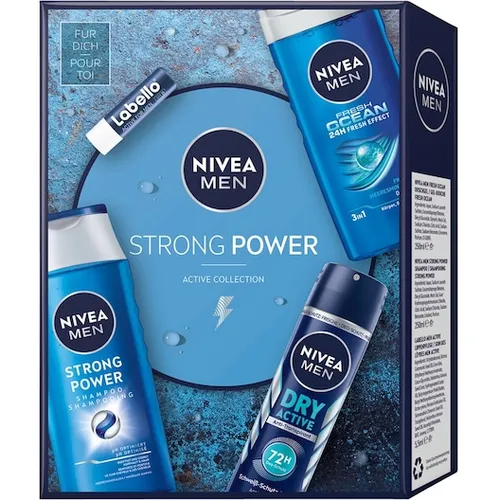NIVEA Geschenksets Fuer-IhnStrong Power Set Fresh Ocean Duschgel + Men Active + MEN Strong Power Shampoo + MEN Dry Active Deo Spray 150 ml 1 Stk. (9,49 € / 1 Stk.)