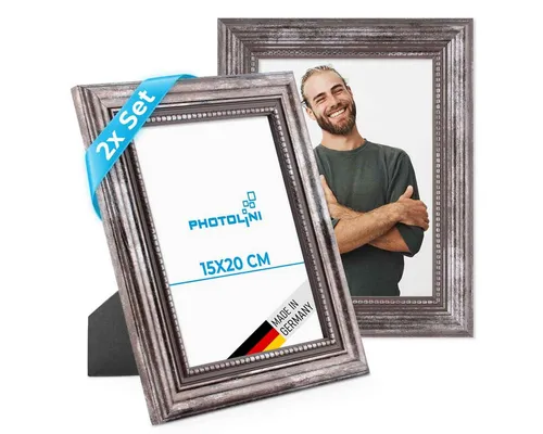 PHOTOLINI Bilderrahmen 2er Set Massivholz-Rahmen im edlen Barock-Design