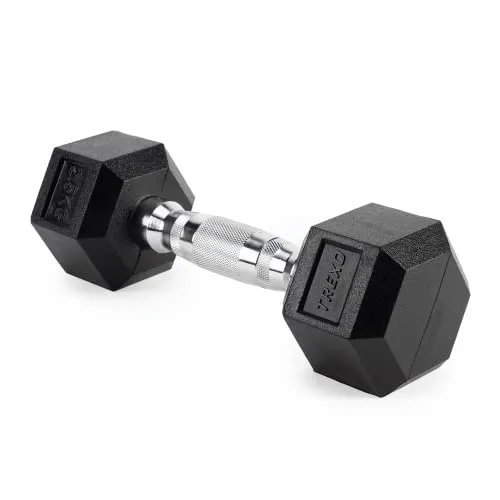 TREXO Hexagon Hanteln 2.5 kg Hex Kurzhanteln mit Durable Gummierte Gusseisen für Krafttraining mit Ergonomischen Verchromte Griff Gewichte Training Zuhause Hantel für Männer un Frauen