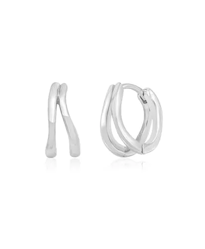 Brandlinger ® Ohrringe Silber 925. Doppel Creolen gold klein geschwungen. Schmuck Damen vergoldet mit 18 Karat (Silber und Gold) für Frauen und Mädchen. Durchmesser der Creolen 14mm.