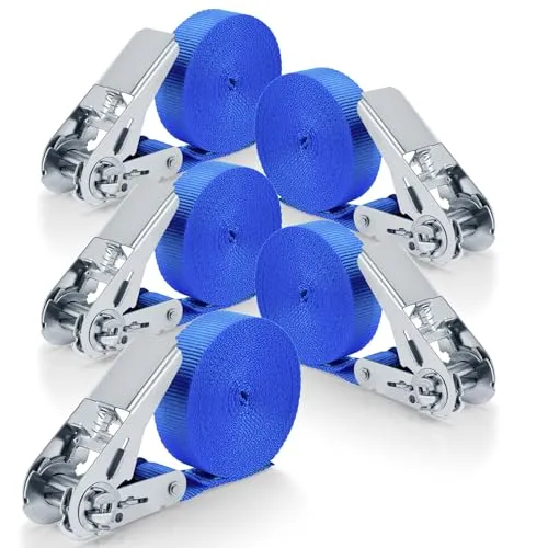 Lociban 5 Stück 6 m Zurrgurt 25 mm, Belastung 800 kg Ratschengurt, strapazierfähige Zurrgurte für Fahrrad Motorrad Gepäck