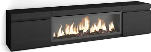 TV-Schrank mit Elektrokamin XXL, 208x35x45cm für TV-Geräte bis 80