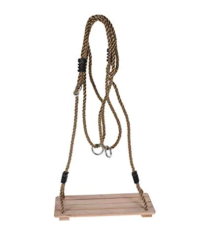 Holz Kinder Schaukel - höhenverstellbar - Garten Baum Schaukel Schaukelbrett Schaukelsitz - Holzschaukel für Innen und Außen