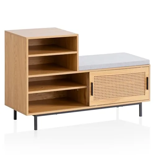 FINEBUY Schuhbank FB100058 - Moderne Garderobenbank mit Stauraum, ideal für schmale Flure. Maße: 120x40x76 cm, belastbar bis 80 kg, aus hochwertigem MDF in zeitlosem Design.