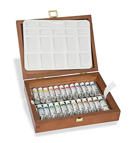 Schmincke HORADAM AQUARELL Farbkasten 24 x 5 ml - Schreibutensilien, hochwertiges Malset mit 24 Premium Aquarellfarben in Tuben und großer Porzellanpalette, ideal für Künstler und Hobbymaler.