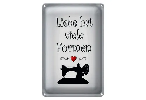 Roomando Metallschild Spruch 12x18cm Nähen Liebe hat viele Formen