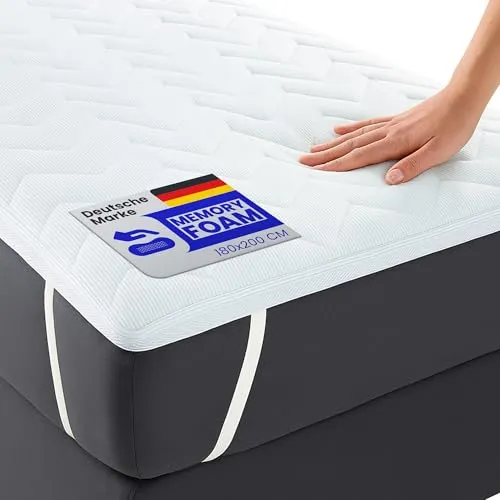 Bestlivings Matratzentopper TopCool (90x200x5cm) Memory Foam Effekt durch 3cm Viscoschaum Kern mit Sommer- und Winterseite - Öko Tex - hochwertig atmungsaktiv