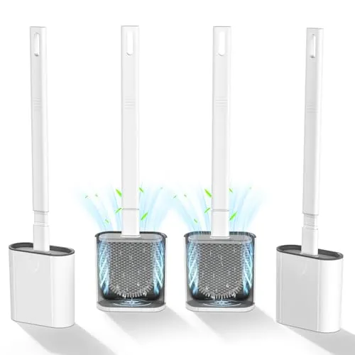 Canvint Klobürste Silikon – Flexible WC Bürste mit Flachem und Gebogenem Bürstenkopf