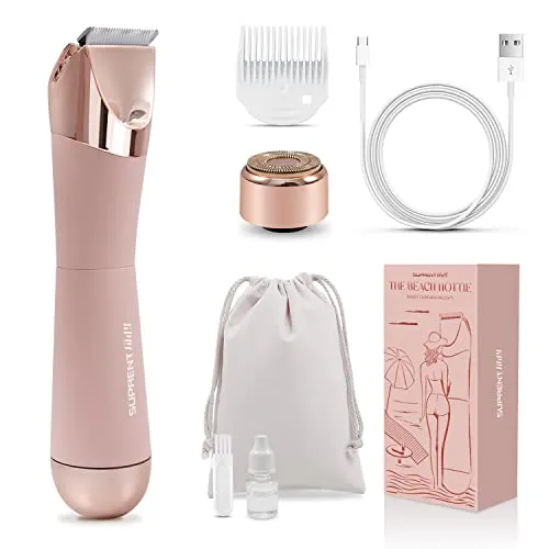 SUPRENT Bikini-Trimmer für Damen, Körperhaarentfernung, schmerzloser Schamhaarschneider für Damen, Bikini, Arme, Beine, Achselhöhlen, wiederaufladbar, wasserdicht, nass und trocken