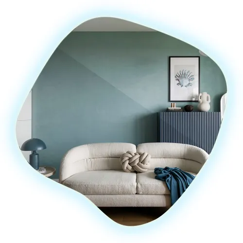 Tulup LED Asymmetrischer Spiegel 48,3x47,9 cm – Modernes Design mit Kaltweißem Licht - Der Tulup LED Spiegel überzeugt durch seine organische Form und dekorative Beleuchtung. Ideal für Badezimmer und Flur, sorgt er für eine stilvolle Atmosphäre. Hochwertiges Floatglas und einfache Montage bieten praktischen Nutzen.