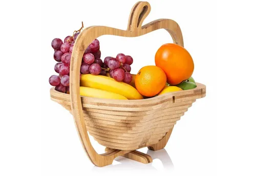 Dimono Obstschale DIMONO Obstkorb Apfelform – Obstschale faltbar Bambus, Bambus, (Faltkorb), Gemüseschale & Topfuntersetzer
