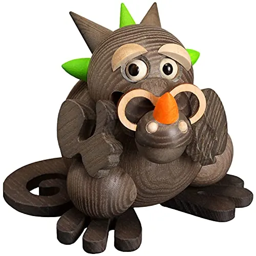 Seiffener Volkskunst Kugelräucherfigur Opa 9 cm - Weihnachtlicher Zierschmuck, handgefertigter Räucherdrache aus dem Erzgebirge, ideal als Geschenk für Liebhaber und Sammler von traditioneller Holzkunst.