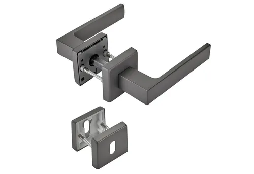 SOTECH Türdrückergarnitur CUBE anthrazit - Türsicherungen mit Buntbart-Rosetten, elegantes italienisches Design vereint Funktionalität und Stil für Zimmertüren.