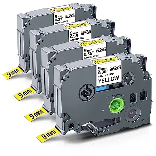 UniPlus kompatibles TZe-Etikettenband als Ersatz für Brother Tzc Tape 9 mm Tze-621 Tze621 Tz-621 Tz621, kompatibel mit PT-D210 GL200 PT-H300 1005 H107 1000 PT-1010 PT-1280 PT-E110, Schwarz auf Gelb