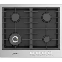 Gurari TX604VTGL Gaskochfeld 60 cm - Edelstahl mit Wok-Brenner - Gasfeld mit 4 Gasbrennern und innovativer SABAF-Technologie für professionelle Kochergebnisse. Perfekt für stilvolle Küchen und flexible Nutzung.