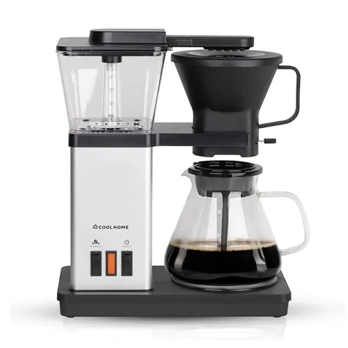 CoolHome Masterbrew Kaffeemaschine - Filterkaffeemaschine mit Blooming Funktion - Kaffeemaschinen mit Warmhalteplatte für perfekten Kaffeegenuss. Großer Wassertank für mehrere Tassen und benutzerfreundliches Bedienfeld für einfache Handhabung.