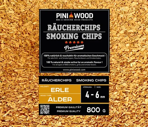 PINI 800 g Räucherchips Erle 4-6 mm Smoking Chips Räucherspäne