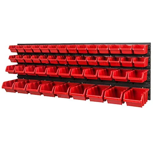 Lagersystem 1152 x 390mm Stapelboxen Wandregal Sichtlagerkästen Schüttenregal Lagersystem 48 Boxen