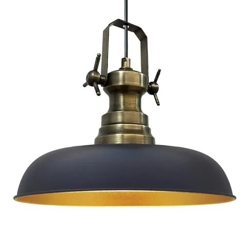 bamyum Nota-Knob Hängelampe Vintage Schwarz 30 cm - Hochwertige Pendelleuchte im Industrial Design für Küche und Esszimmer, mit einstellbarem Kabel für individuelle Höhenanpassung und einfache Installation.