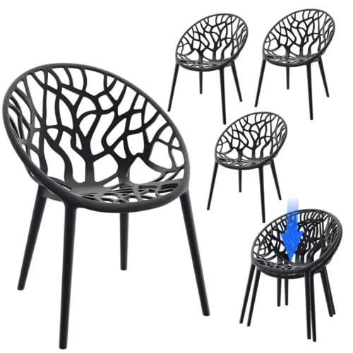 STEELSØN Gartenstuhl Quanta - Wetterfester, stapelbarer Schalenstuhl (4er Set, schwarz) - Moderner, stapelbarer Gartenstuhl Quanta von STEELSØN mit ergonomischem Sitzkomfort. Wetterfest und UV-resistent, ideal für Garten, Terrasse und Balkon. Perfekt für gesellige Runden und entspannte Momente im Freien.