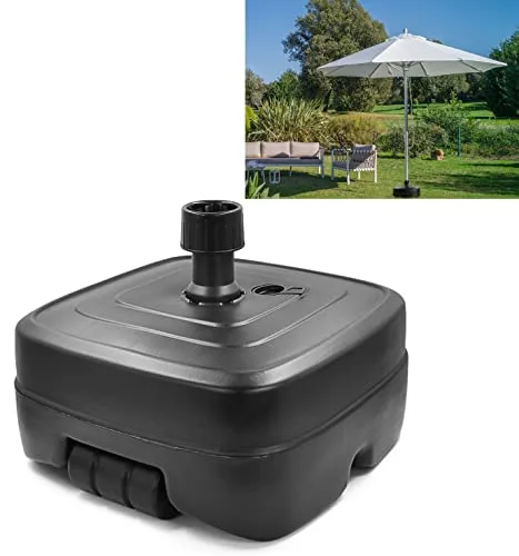 Stephans Möbelbörse Schirmständer auf Rollen schwarz 45 L Sonnenschirm Ständer Sonnenschirm Halter - Für Sonnenschirme bis 300cm - Mit Sand oder Wasser befüllbar - Für optimale Stabilität