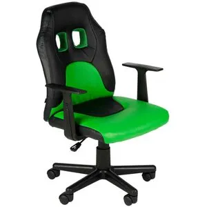 CLP Kinderdrehstuhl Fun, schwarz/grün - Bürostuhl für Jungen mit gepolsterter Rückenlehne und abnehmbaren Armlehnen. Strapazierfähiger Kunstlederbezug, belastbar bis 90 kg, ideal für bequemes Sitzen beim Lernen oder Spielen.